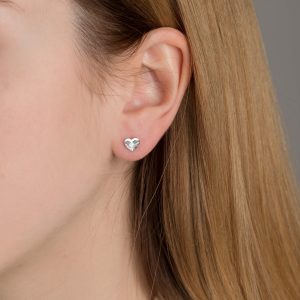 Cuore heart crystal earrings in silver 2