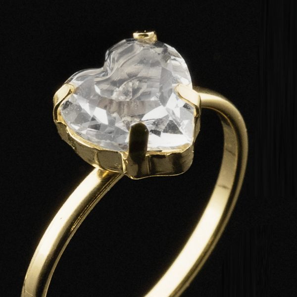 Well-loved gold-plated adjustable ring with white crystal in heart shape 10