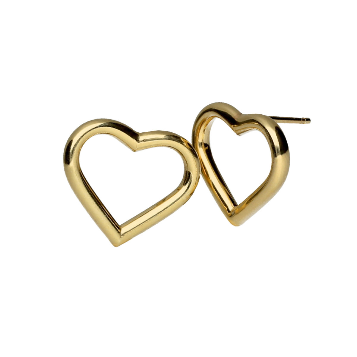Well-loved gold-plated short earrings in heart shape