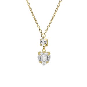 Well-loved gold-plated short necklace with white crystal in heart shape 14