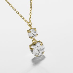 Well-loved gold-plated short necklace with white crystal in heart shape 15