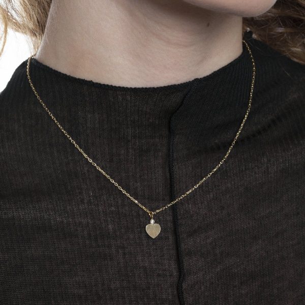 Well-loved gold-plated short necklace with white crystal in heart shape 2