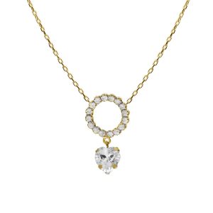 Well-loved gold-plated short necklace with white crystal in heart shape 8