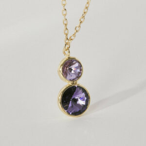 Basic XS double crystal violet and tanzanite necklace in gold plating 2