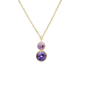 Basic XS double crystal violet and tanzanite necklace in gold plating