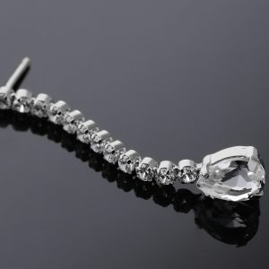 Eunoia sterling silver long earrings with crystal in mini zircons and teardrop shape 2