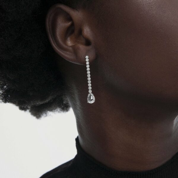 Eunoia sterling silver long earrings with crystal in mini zircons and teardrop shape 3