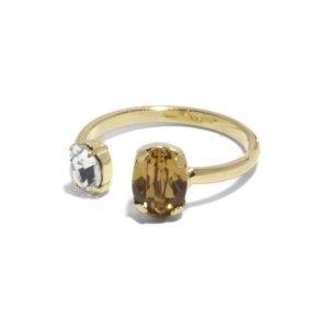 Gemma gold-plated adjustable ring with champagne in oval shape