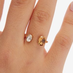 Gemma gold-plated adjustable ring with champagne in oval shape 4