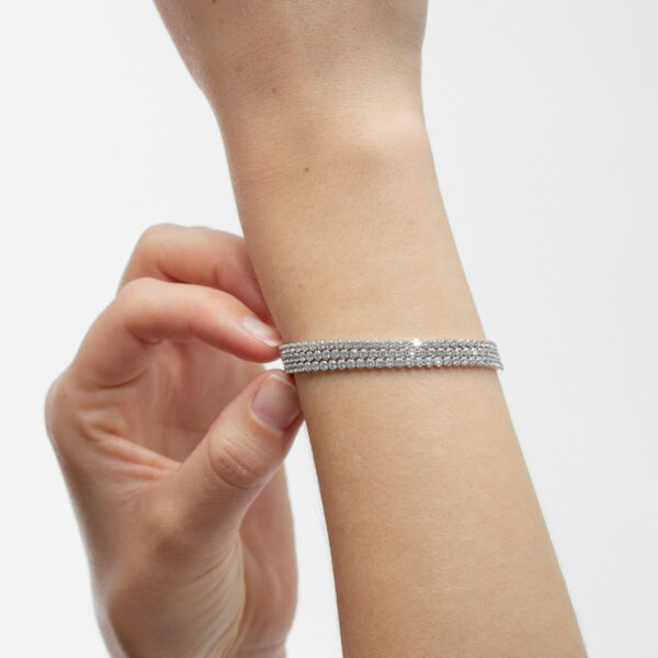 Halo sterling silver adjustable bracelet with white in crystals shape 3