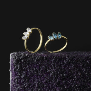 Las Estaciones triple crystals aquamarine ring in gold plating 3