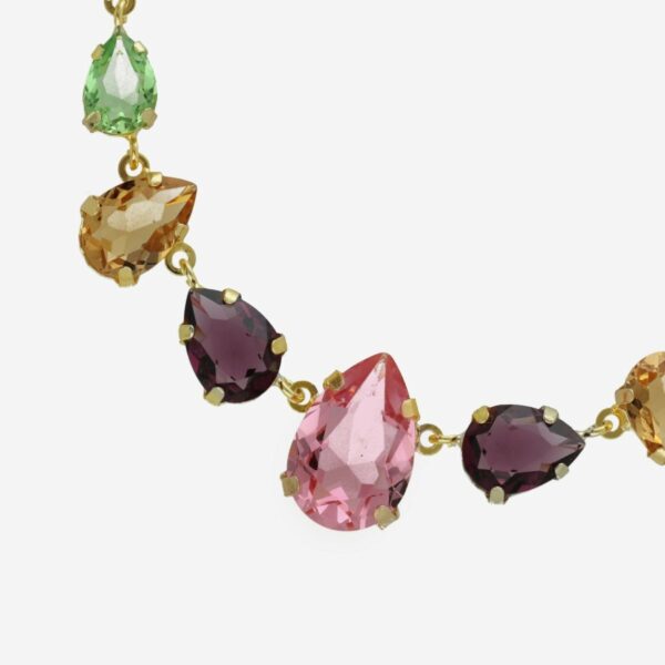 Magnolia gold-plated short necklace with multicolour in tear shape 3