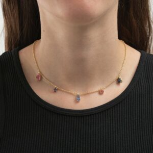 Sabina gold-plated short necklace with multicolour in combination shape 2